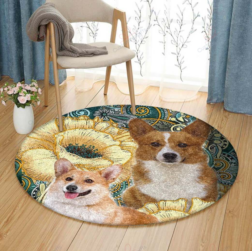 Corgi Round Carpet Floor Rug Living Room Bedroom Decor Round Area Rug Carpet Corgi Round Carpet Floor Rug Living Room Bedroom Decor Round Area Rug Carpet