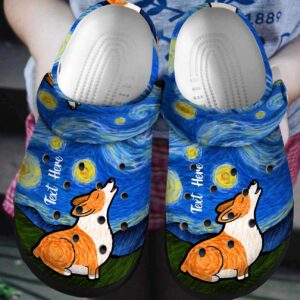 Corgi Personalized Clog Custom Crocs Comfortablefashion Style Comfortable For Women Men Kid Print 3D Starry Night