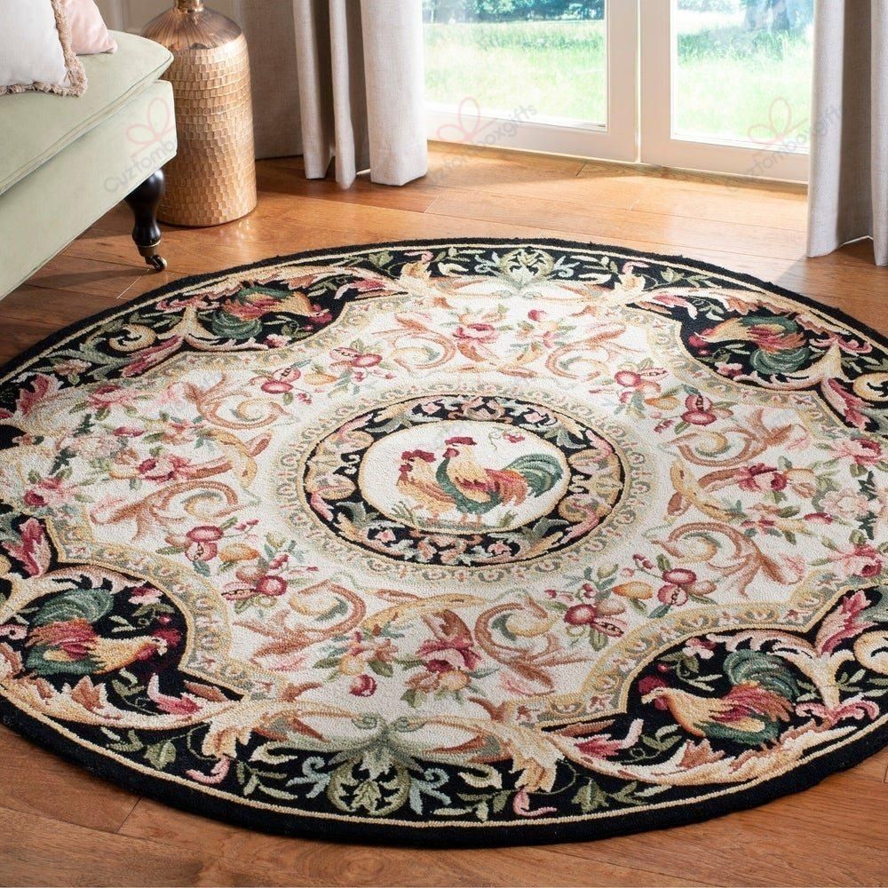 Country Rooster Pattern Round Carpet Floor Rug Living Room Bedroom Decor Round Area Rug Carpet Country Rooster Pattern Round Carpet Floor Rug Living Room Bedroom Decor Round Area Rug Carpet