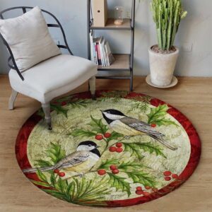 Couple Bird Round Carpet Floor Rug Living Room Bedroom Decor Round Area Rug Carpet
