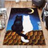 Couple Cat At The Moon Rug Sport Decor Gift Floor Decor Living Room Carpet Rug Area Rug - af37b4c46fe8