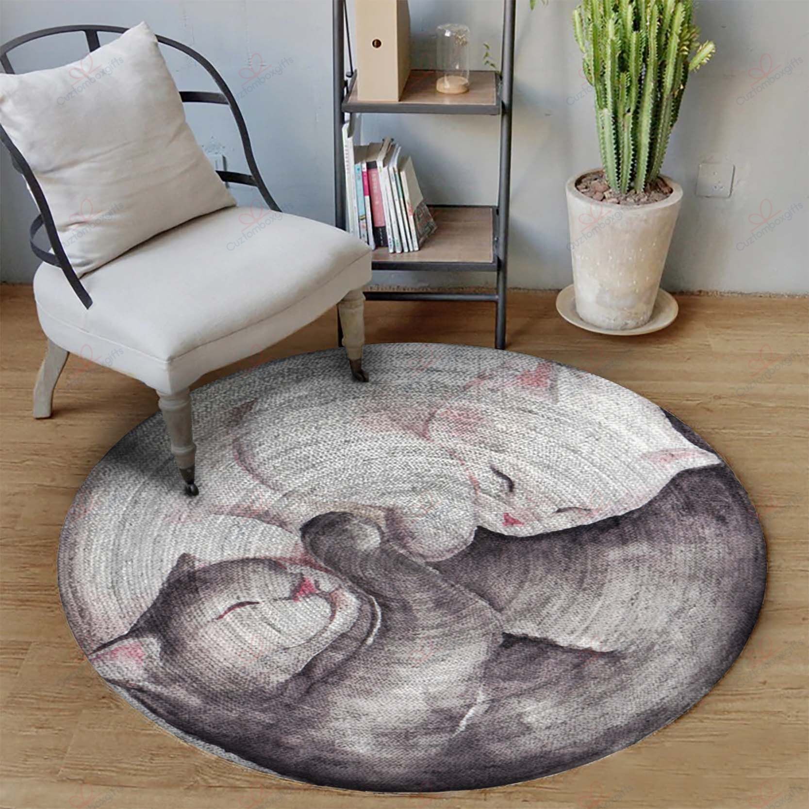 Couple Cat Round Carpet Floor Rug Living Room Bedroom Decor Round Area Rug Carpet Couple Cat Round Carpet Floor Rug Living Room Bedroom Decor Round Area Rug Carpet