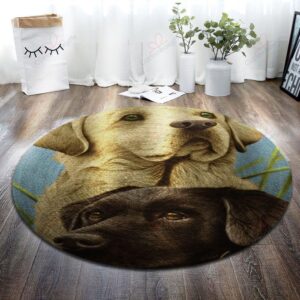 Couple Dog Round Carpet Floor Rug Living Room Bedroom Decor Round Area Rug Carpet