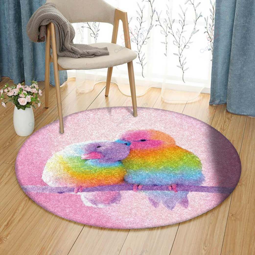 Couple Parrot Round Carpet Floor Rug Living Room Bedroom Decor Round Area Rug Carpet Couple Parrot Round Carpet Floor Rug Living Room Bedroom Decor Round Area Rug Carpet