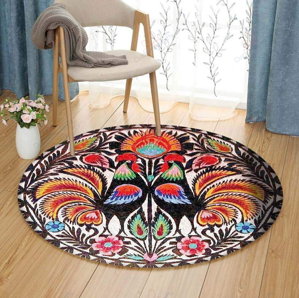 Couple Rooster Round Carpet Floor Rug Living Room Bedroom Decor Round Area Rug Carpet Couple Rooster Round Carpet Floor Rug Living Room Bedroom Decor Round Area Rug Carpet