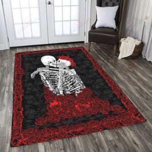 Couple Skull Lovers Roses Rug Sport Decor Gift Floor Decor Living Room Carpet Rug Area Rug - 92ff17e8344c