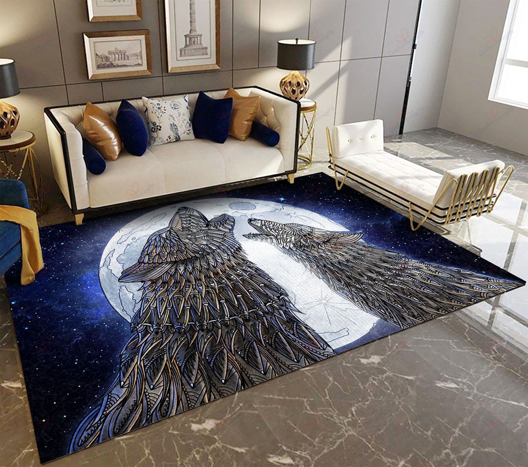 Couple Wolf On The Moon Rug Sport Decor Gift Floor Decor Living Room Carpet Rug Area Rug - ffd5daf4d544 Couple Wolf On The Moon Rug Sport Decor Gift Floor Decor Living Room Carpet Rug Area Rug - ffd5daf4d544