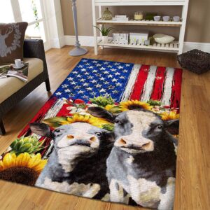 Cow American Flag Rug Sport Decor Gift Floor Decor Living Room Carpet Rug Area Rug - f83469b738ab