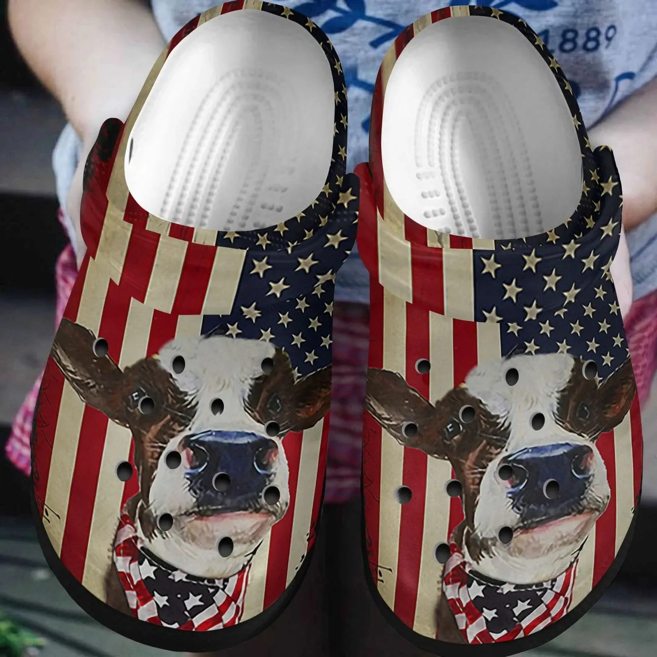 Cow American Personalized Clog Custom Crocs Comfortablefashion Style Comfortable For Women Men Kid Print 3D Cow American Personalized Clog Custom Crocs Comfortablefashion Style Comfortable For Women Men Kid Print 3D
