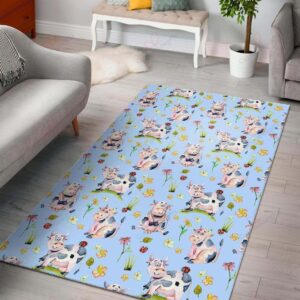 Cow And Beetles Rug Sport Decor Gift Floor Decor Living Room Carpet Rug Area Rug - bcd37b6574bf