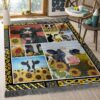 Cow And Flower Rug Sport Decor Gift Floor Decor Living Room Carpet Rug Area Rug - 23cea3181a72