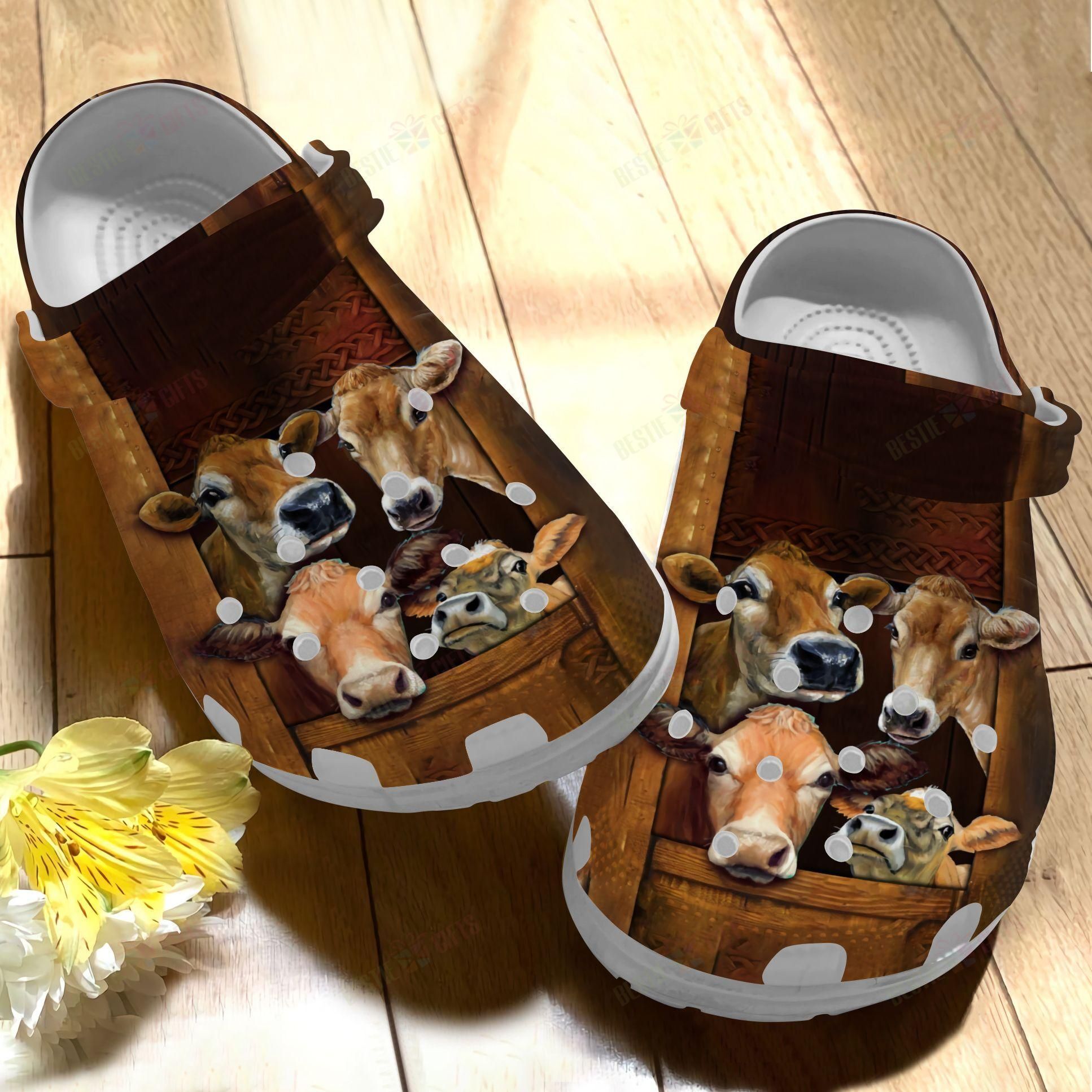 Cow Crocs Clog Classic Clog Whitesole Four Cows Shoes Cow Crocs Clog Classic Clog Whitesole Four Cows Shoes