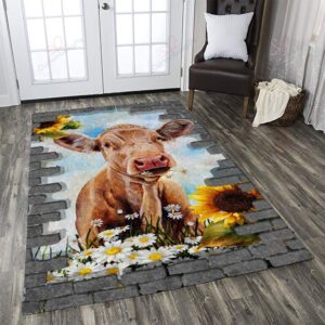 Cow Flower Rug Sport Decor Gift Floor Decor Living Room Carpet Rug Area Rug - cb033a0a53f0