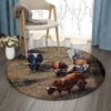 Cow Round Carpet Floor Rug Living Room Bedroom Decor Round Area Rug Carpet