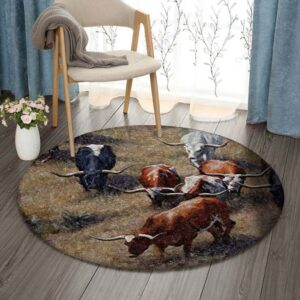 Cow Round Carpet Floor Rug Living Room Bedroom Decor Round Area Rug Carpet