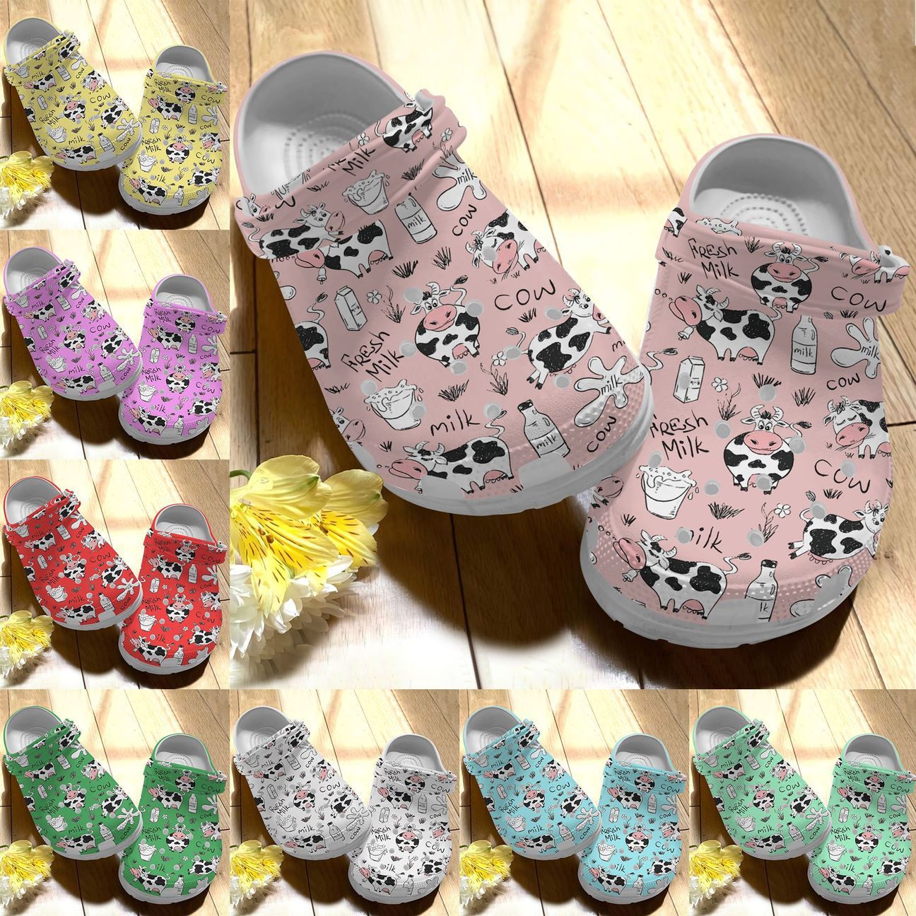 Cow Personalize Clog Custom Crocs Fashionstyle Comfortable For Women Men Kid Print 3D Milk Cow Cow Personalize Clog Custom Crocs Fashionstyle Comfortable For Women Men Kid Print 3D Milk Cow