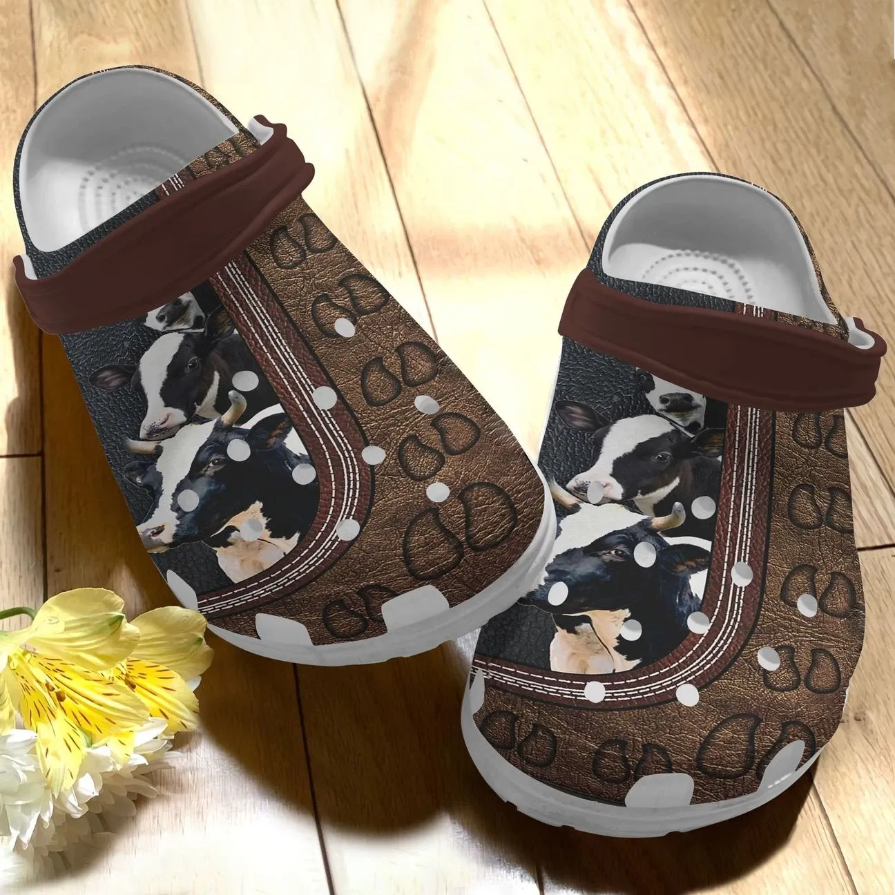Cow Personalize Clog Custom Crocs Fashionstyle Comfortable For Women Men Kid Print 3D Whitesole Cow Footprints Cow Personalize Clog Custom Crocs Fashionstyle Comfortable For Women Men Kid Print 3D Whitesole Cow Footprints