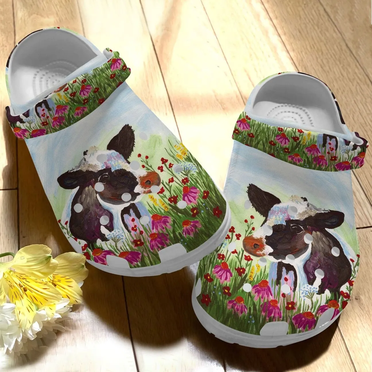 Cow Personalize Clog Custom Crocs Fashionstyle Comfortable For Women Men Kid Print 3D Whitesole Vintage Floral Cow Personalize Clog Custom Crocs Fashionstyle Comfortable For Women Men Kid Print 3D Whitesole Vintage Floral