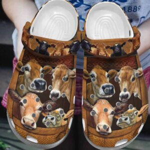 Cow Personalize Clog Custom Crocs Fashionstyle Comfortable For Women Men Kid Print 3D Window With Cow