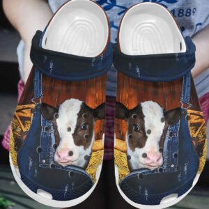 Cow Personalized Clog Custom Crocs Comfortablefashion Style Comfortable For Women Men Kid Print 3D Lovely Cow In Jeans