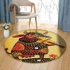 Cow Playing Guitar Round Carpet Floor Rug Living Room Bedroom Decor Round Area Rug Carpet