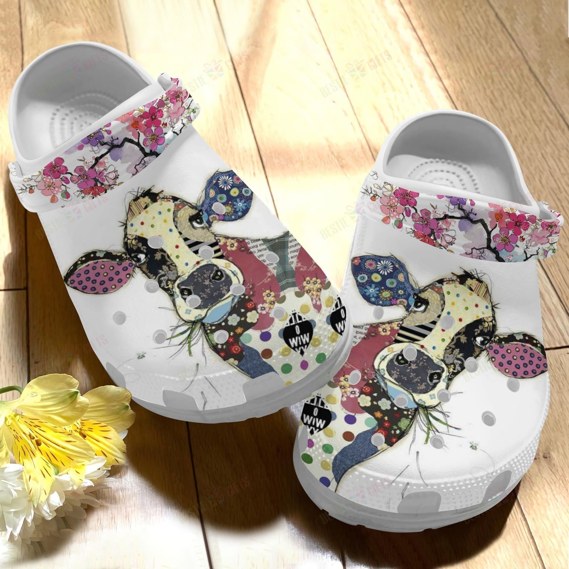 Cow Say Hi Crocs Clog Classic Clog Whitesole Shoes Cow Say Hi Crocs Clog Classic Clog Whitesole Shoes