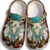 Cow Skull Crocs Clog Shoes – Native American Shoes Crocbland Clog Gifts For Men Women