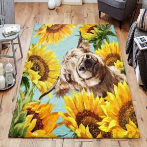 Cow With Sunflower Rug Sport Decor Gift Floor Decor Living Room Carpet Rug Area Rug - 7e1235156c8c