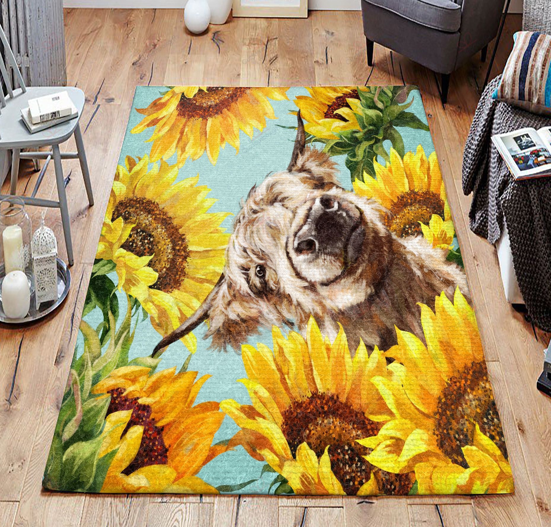 Cow With Sunflower Rug Sport Decor Gift Floor Decor Living Room Carpet Rug Area Rug - 7e1235156c8c Cow With Sunflower Rug Sport Decor Gift Floor Decor Living Room Carpet Rug Area Rug - 7e1235156c8c