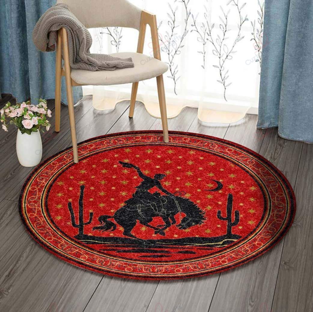 Cowboy And Cactus Round Carpet Floor Rug Living Room Bedroom Decor Round Area Rug Carpet Cowboy And Cactus Round Carpet Floor Rug Living Room Bedroom Decor Round Area Rug Carpet