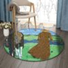 Cowboy And Golf Round Carpet Floor Rug Living Room Bedroom Decor Round Area Rug Carpet
