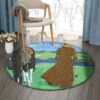 Cowboy And Golf Round Carpet Floor Rug Living Room Bedroom Decor Round Area Rug Carpet