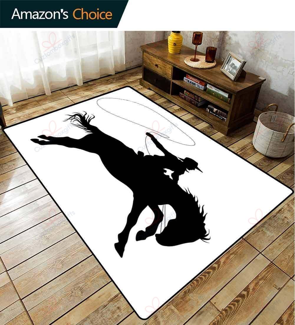 Cowboy Black And White Rug Sport Decor Gift Floor Decor Living Room Carpet Rug Area Rug - 2d1834653983 Cowboy Black And White Rug Sport Decor Gift Floor Decor Living Room Carpet Rug Area Rug - 2d1834653983