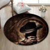 Cowboy Boots Round Carpet Floor Rug Living Room Bedroom Decor Round Area Rug Carpet