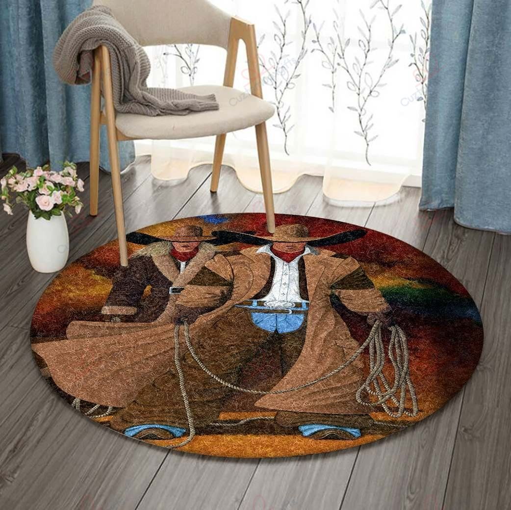 Cowboy Cowgirl Round Carpet Floor Rug Living Room Bedroom Decor Round Area Rug Carpet Cowboy Cowgirl Round Carpet Floor Rug Living Room Bedroom Decor Round Area Rug Carpet