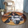 Cowboy Motor Round Carpet Floor Rug Living Room Bedroom Decor Round Area Rug Carpet