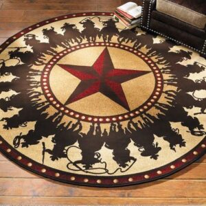 Cowboy Pattern 1 Round Carpet Floor Rug Living Room Bedroom Decor Round Area Rug Carpet