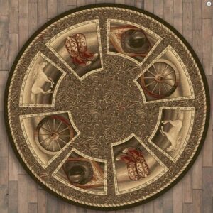 Cowboy Western Home Round Carpet Floor Rug Living Room Bedroom Decor Round Area Rug Carpet