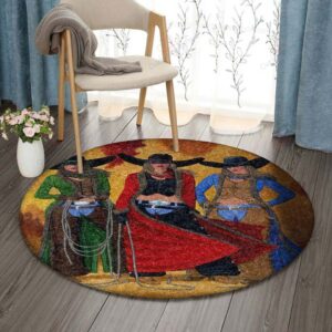 Cowgirls Round Carpet Floor Rug Living Room Bedroom Decor Round Area Rug Carpet