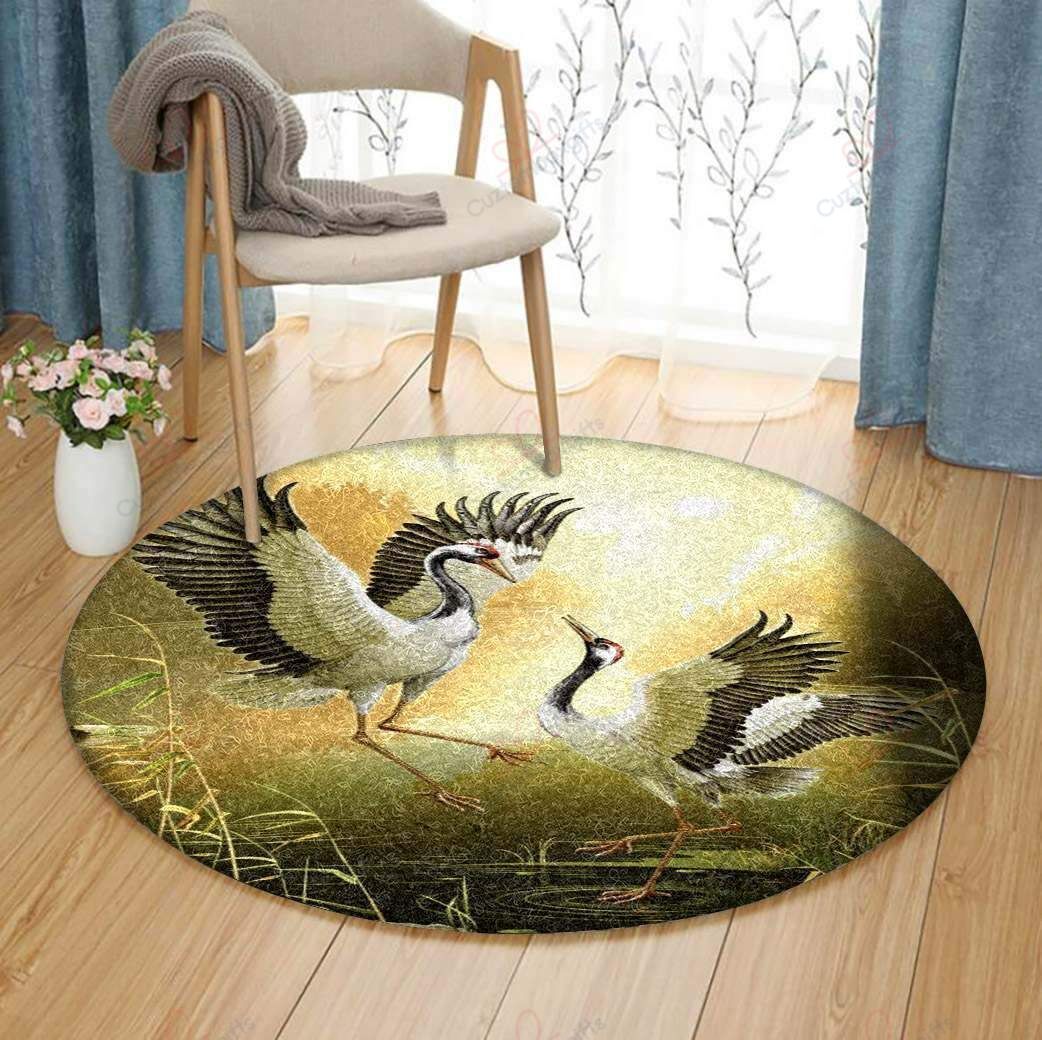 Crane Bird 1 Round Carpet Floor Rug Living Room Bedroom Decor Round Area Rug Carpet Crane Bird 1 Round Carpet Floor Rug Living Room Bedroom Decor Round Area Rug Carpet