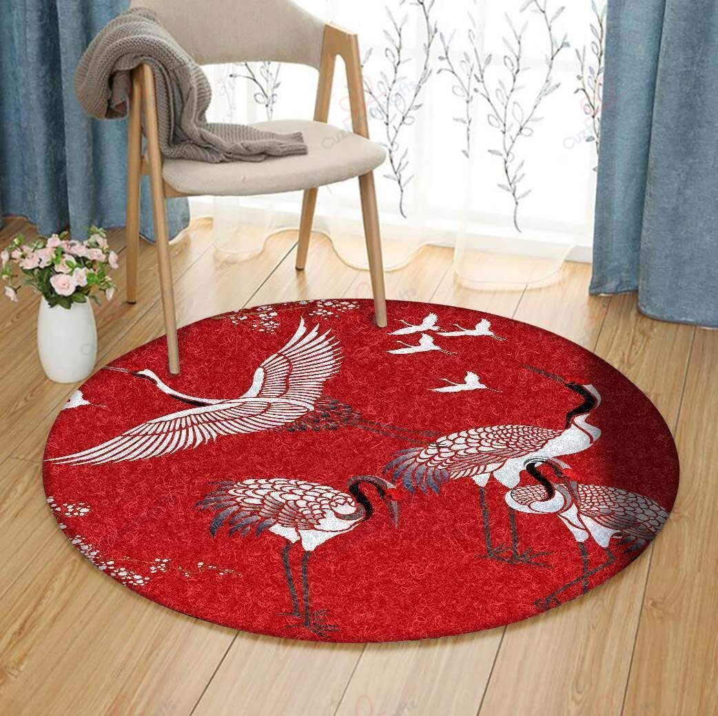Crane Bird 2 Round Carpet Floor Rug Living Room Bedroom Decor Round Area Rug Carpet Crane Bird 2 Round Carpet Floor Rug Living Room Bedroom Decor Round Area Rug Carpet