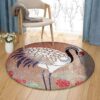Crane Bird 3 Round Carpet Floor Rug Living Room Bedroom Decor Round Area Rug Carpet