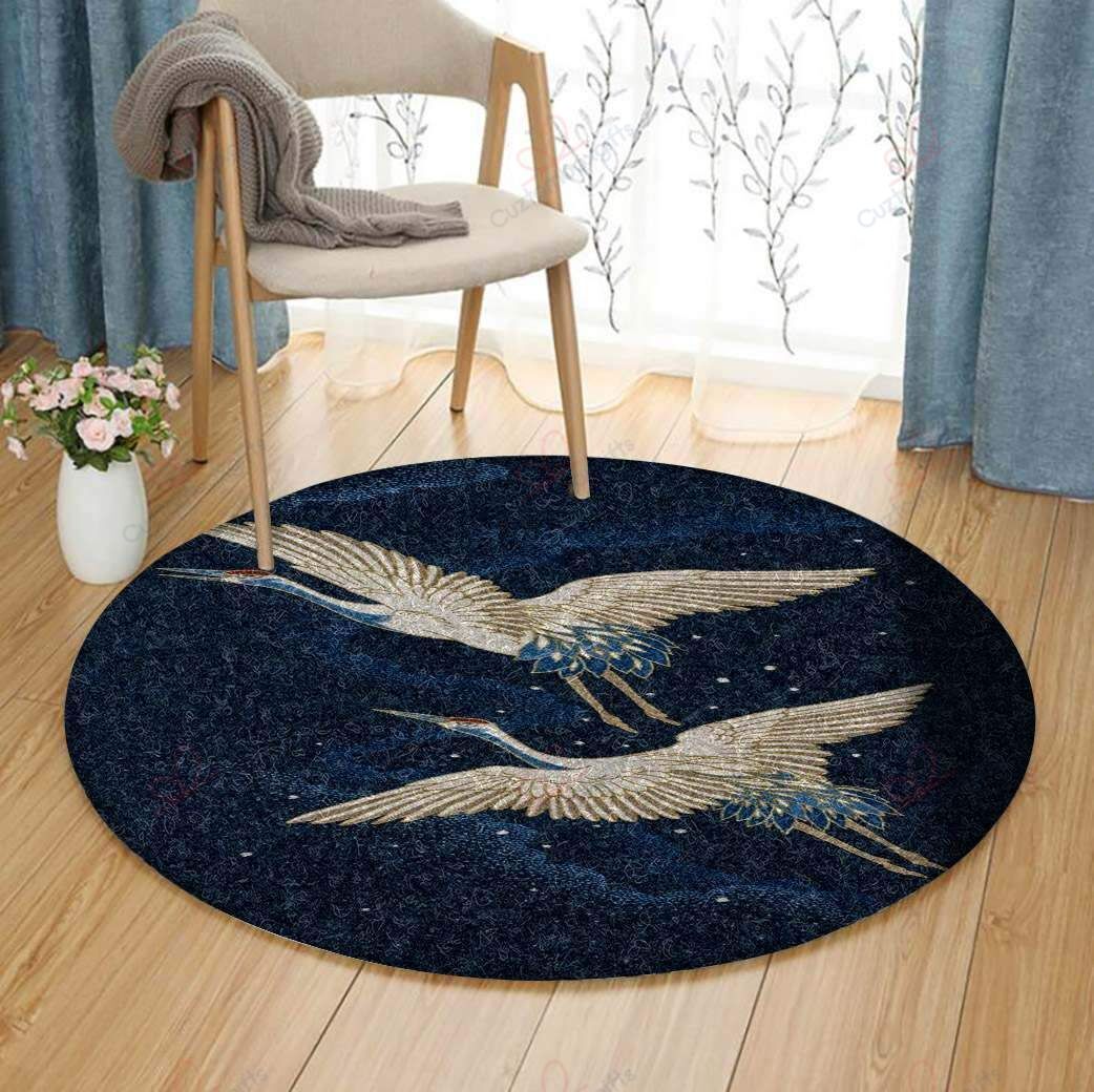 Crane Bird Round Carpet Floor Rug Living Room Bedroom Decor Round Area Rug Carpet Crane Bird Round Carpet Floor Rug Living Room Bedroom Decor Round Area Rug Carpet