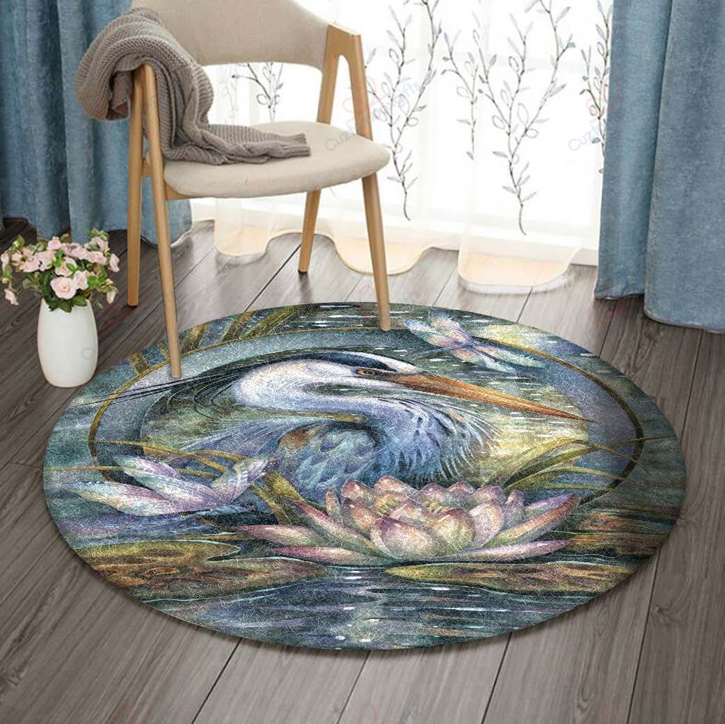 Crane Bird Lotus Round Carpet Floor Rug Living Room Bedroom Decor Round Area Rug Carpet Crane Bird Lotus Round Carpet Floor Rug Living Room Bedroom Decor Round Area Rug Carpet