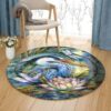Cranes Dragonfly Lotus Round Carpet Floor Rug Living Room Bedroom Decor Round Area Rug Carpet