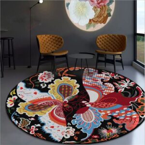 Creative Cartoon Butterfly Round Carpet Floor Rug Living Room Bedroom Decor Round Area Rug Carpet