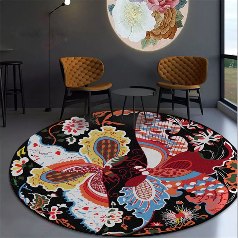 Creative Cartoon Butterfly Round Carpet Floor Rug Living Room Bedroom Decor Round Area Rug Carpet Creative Cartoon Butterfly Round Carpet Floor Rug Living Room Bedroom Decor Round Area Rug Carpet