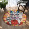 Creepy Cat Round Carpet Floor Rug Living Room Bedroom Decor Round Area Rug Carpet