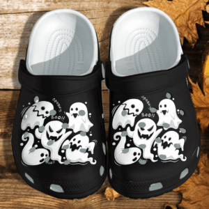 Creepy Ghost Halloween Kawaii Cute Shoes Clog – Manga Anime Halloween Crocs Clog Crocband Clog Birthday Gift For Man Women