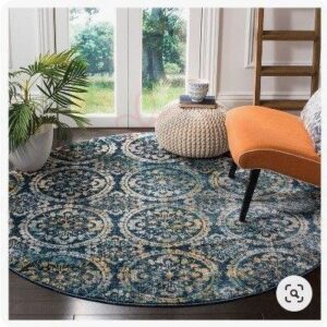 Creme Medallion Loomed Round Carpet Floor Rug Living Room Bedroom Decor Round Area Rug Carpet